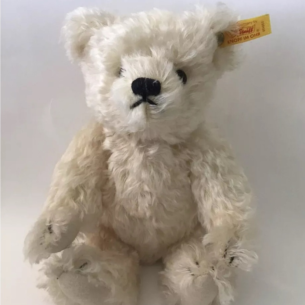 Vintage White Steiff Mohair Jointed Teddy Bear